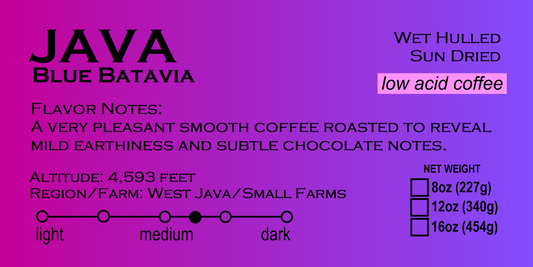 BLUE JAVA  (LOW ACID COFFEE)