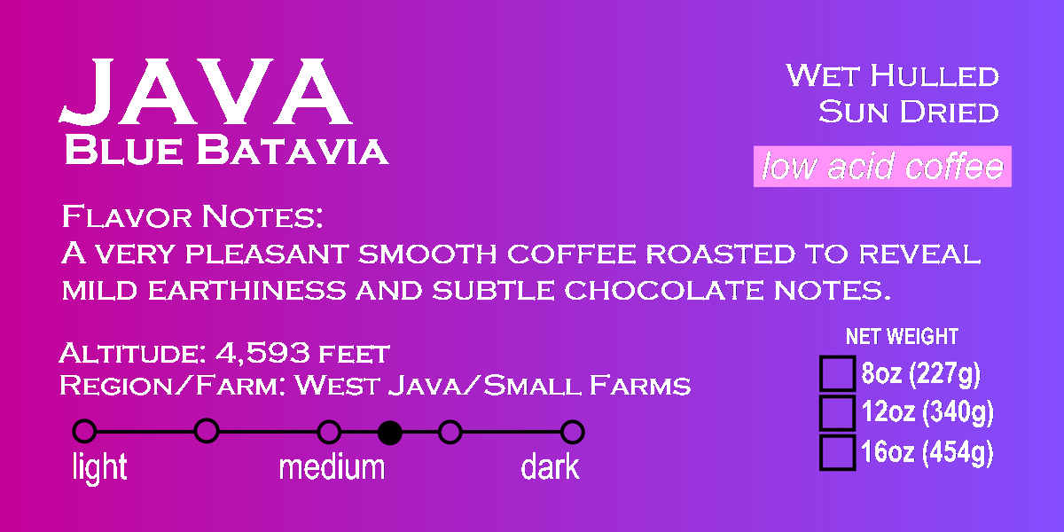 BLUE JAVA  (LOW ACID COFFEE)